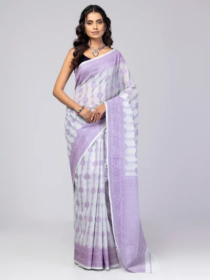 White Sirajganj Cotton Opera Saree